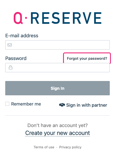 QReserve Login Page