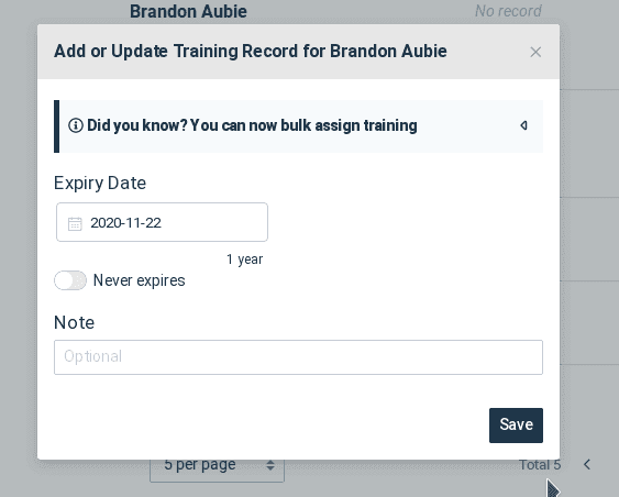 add or update training
