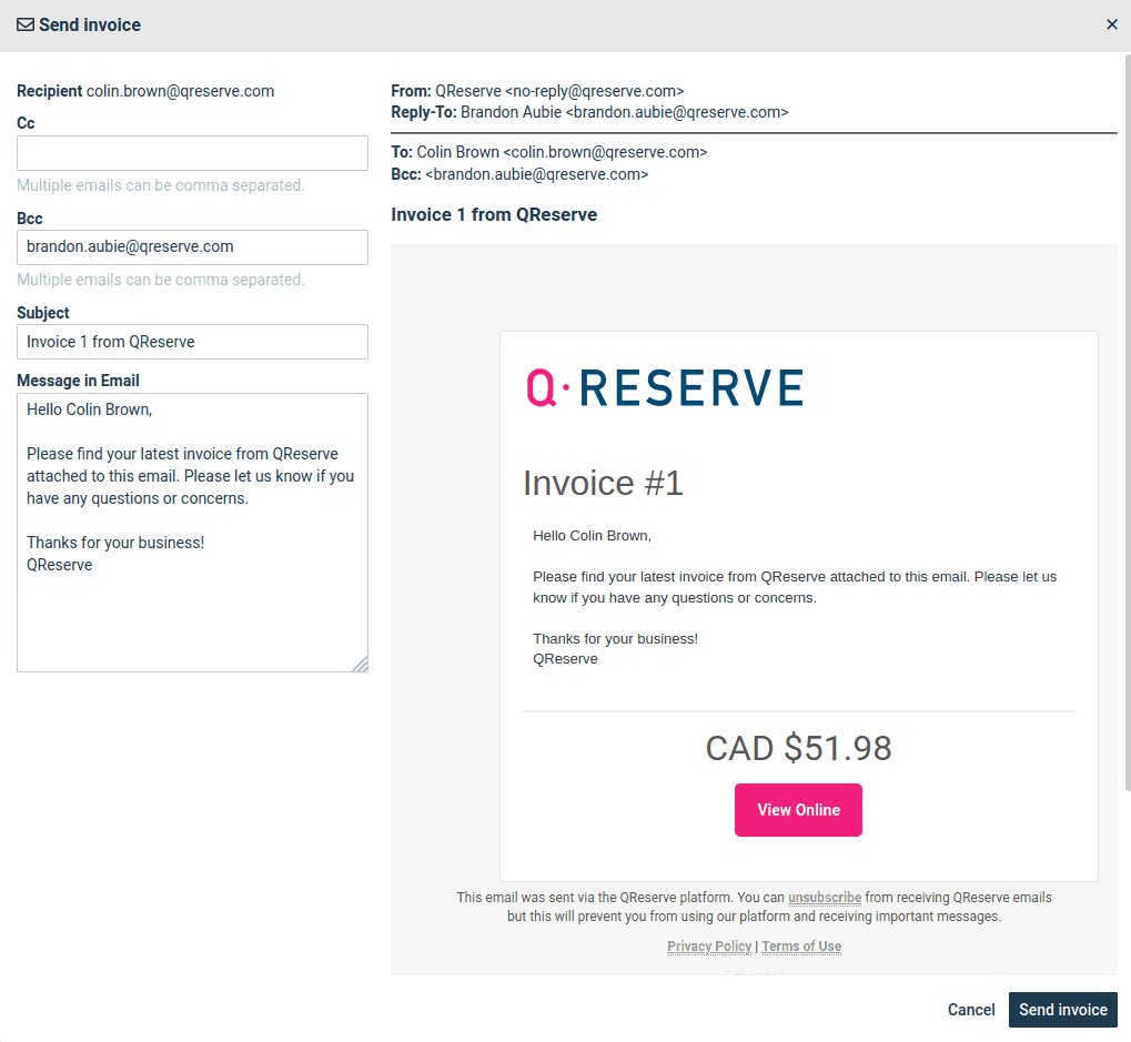 send invoice