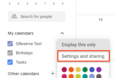 settings and sharing