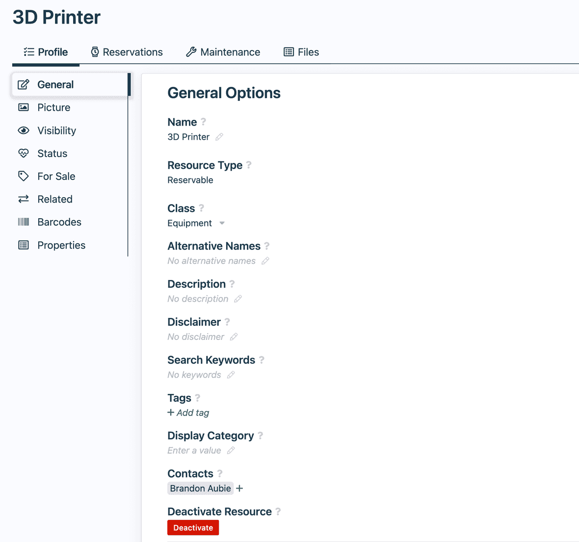 Editing a Resource Profile