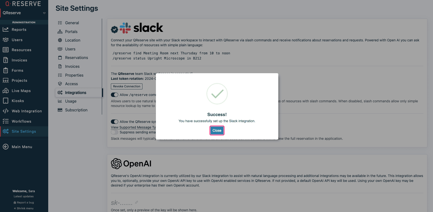 connect slack success