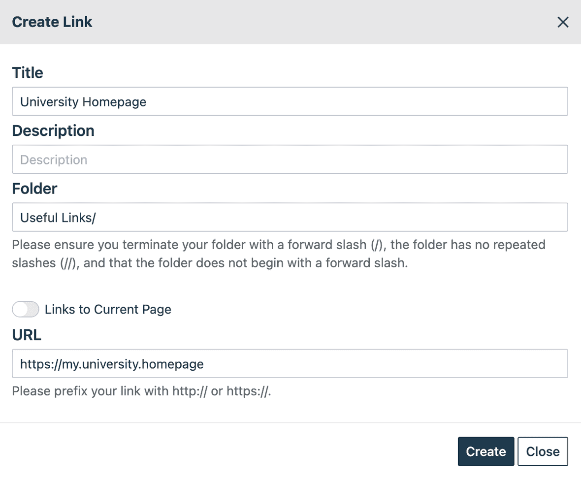 Creating an External Link