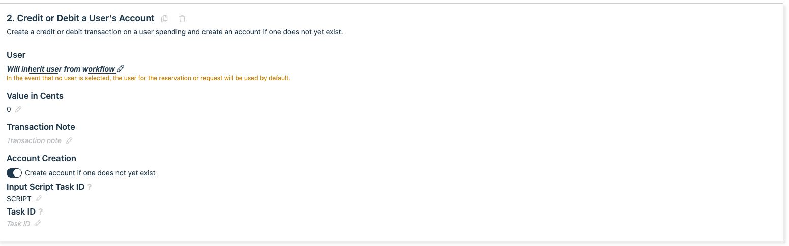 credit or debit users acct