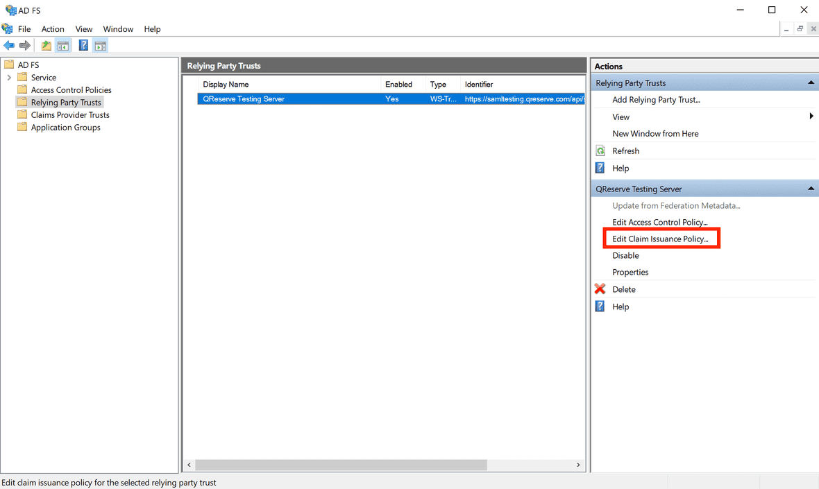 setup claims to issue from your Active Directory