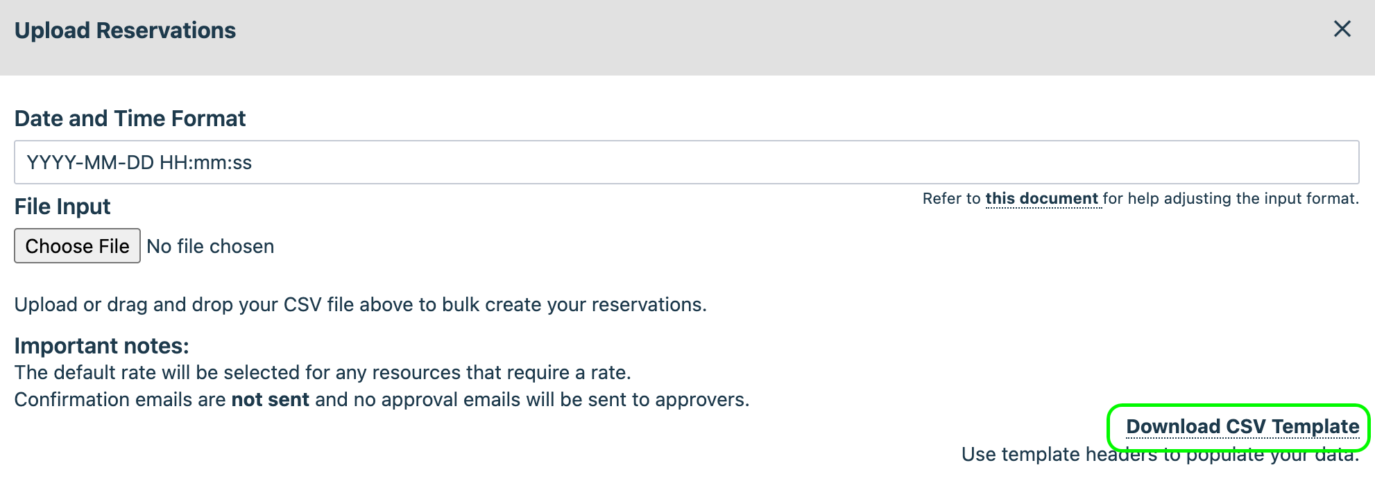 upload reservation window
