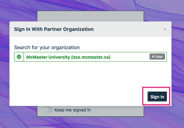 Partner Final Sign In Screenshot
