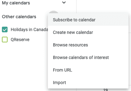 Google Calendar Import Screenshot