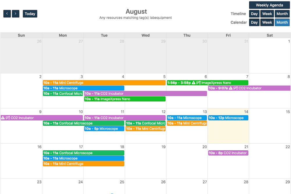 Laboratory scheduling screenshot