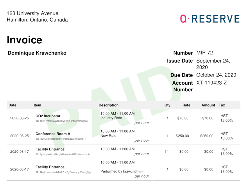 Invoices and billing screenshots