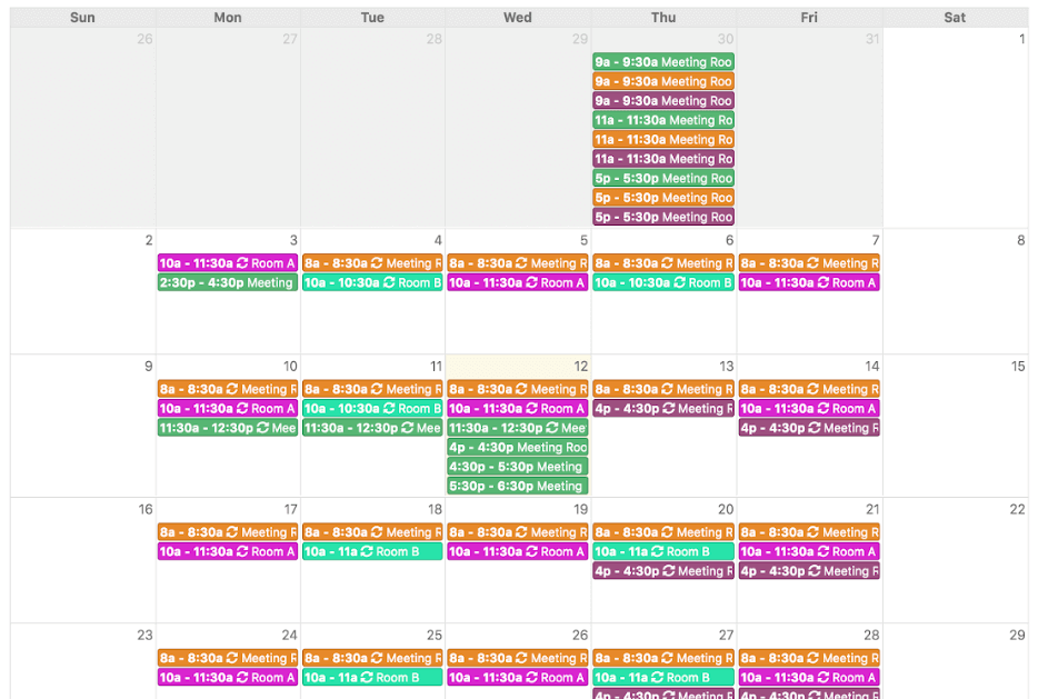 Meeting room and desk scheduling